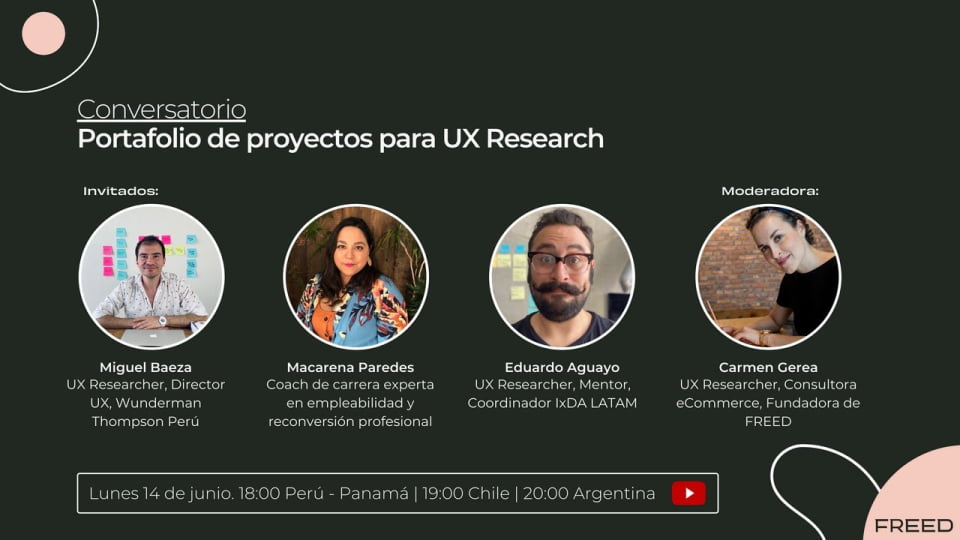 'Portafolio de proyectos para UX Research' con Eduardo Aguayo: UX Research Portfolio Mentoring 